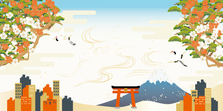 Tokyo Japan Landscape Image Illustrationのイラスト素材