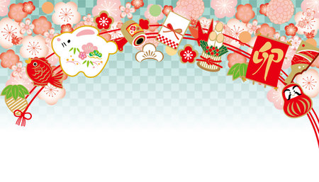 2023 Year of the Rabbit New Year's postcard (It is written as rabbit in Japanese)のイラスト素材