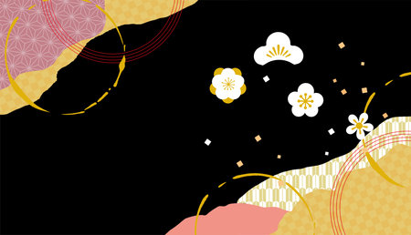 Fashionable and cute Japanese style background illustrationのイラスト素材