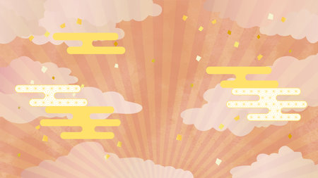 Happy Japanese style background illustrationのイラスト素材