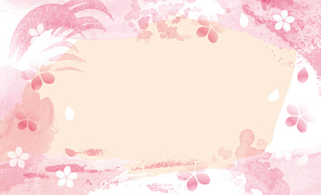 Sakura spring background illustration frameのイラスト素材