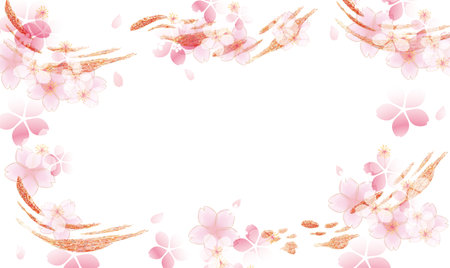 Sakura spring background illustration frameのイラスト素材