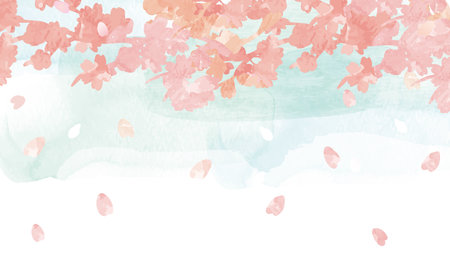 Cherry blossom watercolor spring background illustrationのイラスト素材