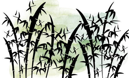 Bamboo bamboo forest watercolor style ink painting background illustrationのイラスト素材