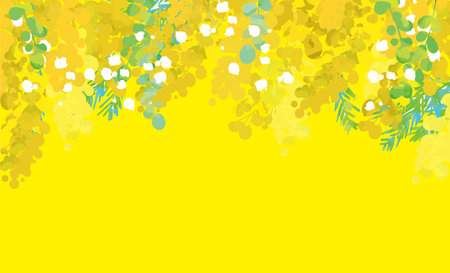 Cute fashionable mimosa background illustrationのイラスト素材