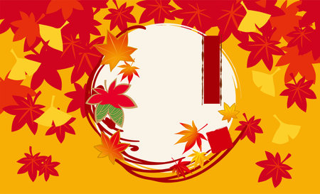 background illustration of beautiful autumn leavesのイラスト素材