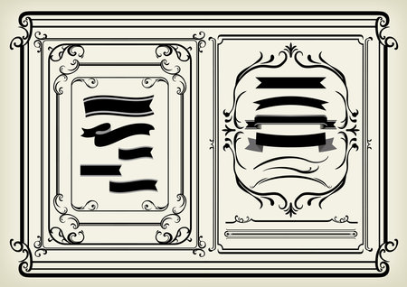 Luxurious ribbon and decorative border setのイラスト素材