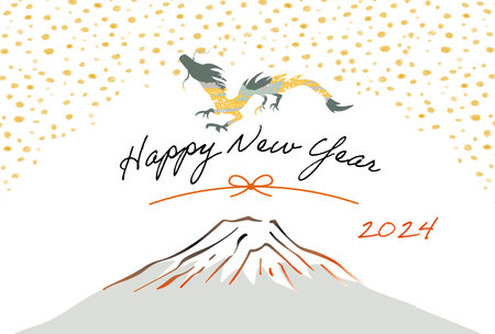 2024 Year of the Dragon New Year's Material Illustrationのイラスト素材