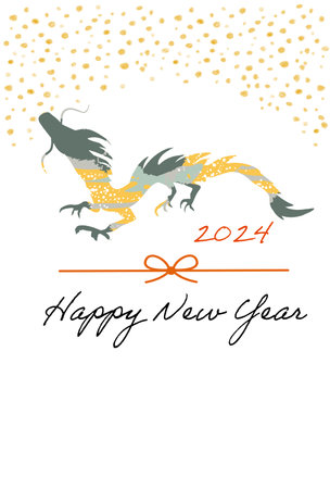 2024 Year of the Dragon New Year's Material Illustrationのイラスト素材