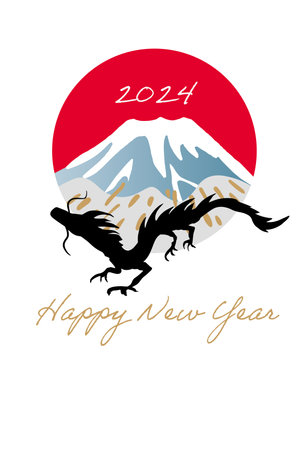 2024 Year of the Dragon New Year's Material Illustrationのイラスト素材