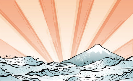 Background illustration of ocean wave imageのイラスト素材