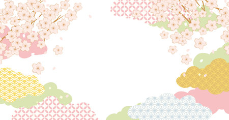 Cherry Blossom Spring Japanese Pattern Background Illustrationのイラスト素材