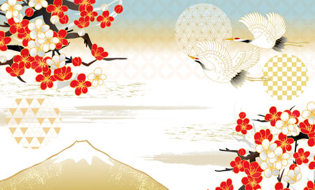 Beautiful Japanese Pattern Backgrounds for New Year's Celebrationのイラスト素材