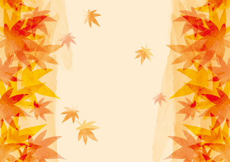 Orange Watercolor Autumn Leaves Backgrounds Web graphicsのイラスト素材