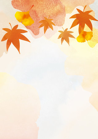 Autumn Clip art Watercolor Background of Autumn Leavesの写真素材