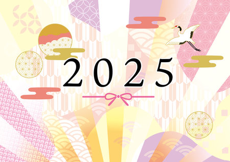 Year of the Snake 2025 New Year's Card Templatesのイラスト素材