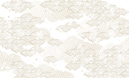 Japanese background pattern illustration with beige wavesのイラスト素材