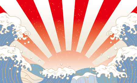 Landscape with Sea Waves Background Clip Artsのイラスト素材