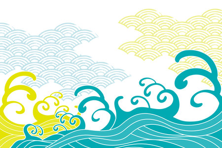 Sea Wave Japanese Background Clip Artsのイラスト素材