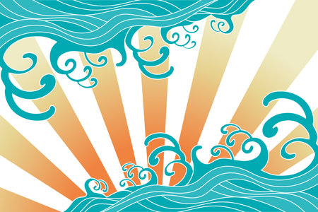 Sea Wave Japanese Background Clip Artsのイラスト素材