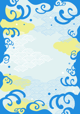 Sea Wave Japanese Background Clip Artsのイラスト素材