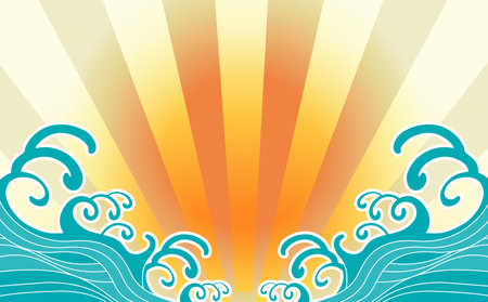 Sea Wave Japanese Background Clip Artsのイラスト素材