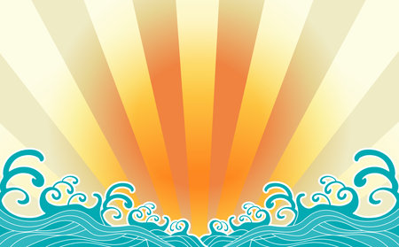 Sea Wave Japanese Background Clip Artsのイラスト素材