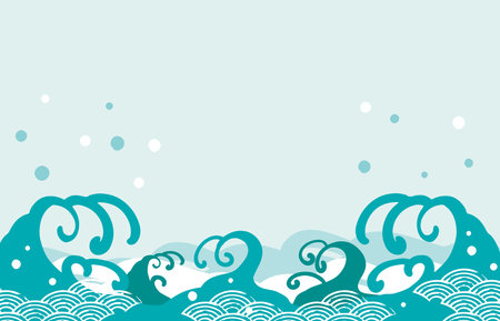 Sea Wave Japanese Background Clip Artsのイラスト素材
