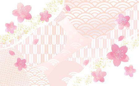 Pink beautiful cherry blossom background illustrationの写真素材