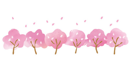 Pink beautiful cherry blossom background illustrationのイラスト素材