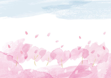 Pink beautiful cherry blossom background illustrationのイラスト素材