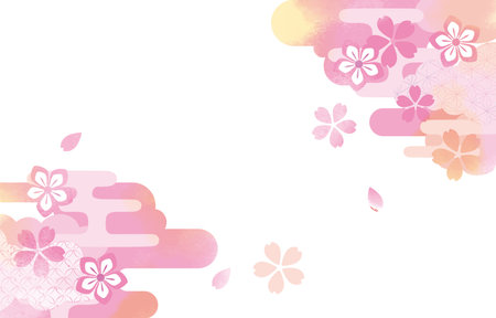 Pink beautiful cherry blossom background illustrationのイラスト素材