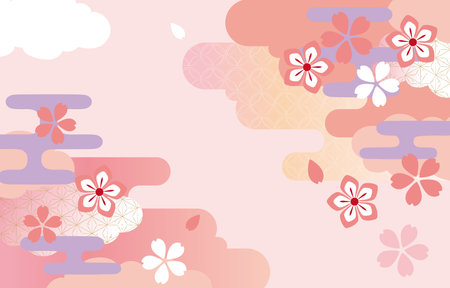 Pink beautiful cherry blossom background illustrationのイラスト素材
