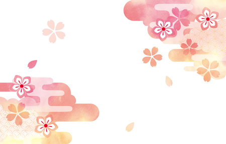 Pink beautiful cherry blossom background illustrationのイラスト素材
