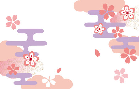 Pink beautiful cherry blossom background illustrationのイラスト素材