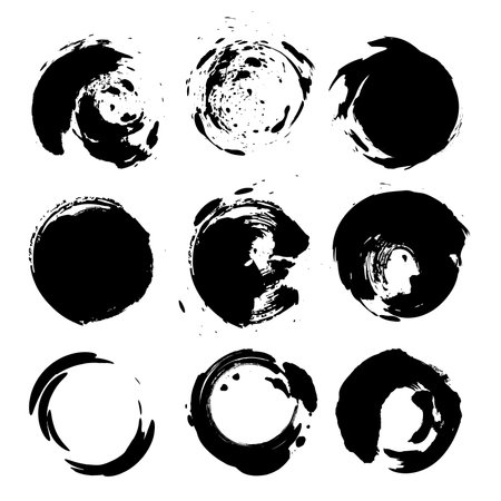 Round Brush Touch Illustration Material Setのイラスト素材