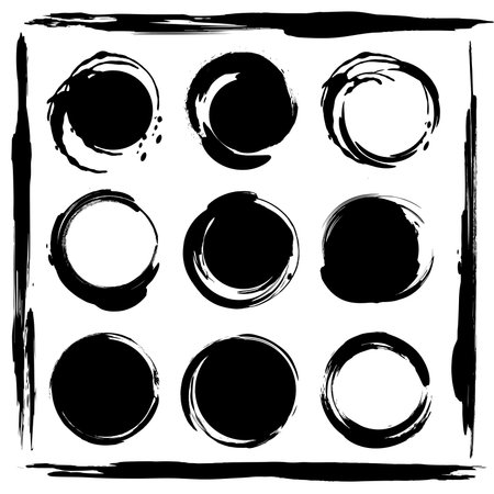 Round Brush Touch Illustration Material Setのイラスト素材