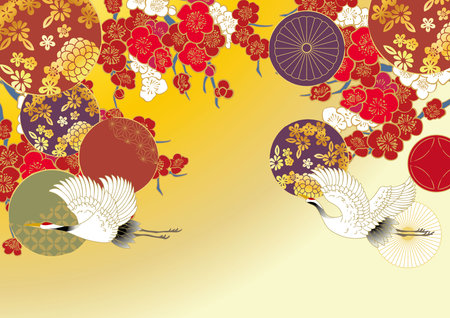 Beautiful Japanese-style patterned illustration backgroundのイラスト素材