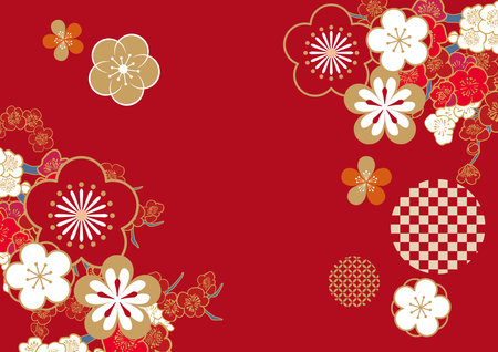 Beautiful Japanese-style patterned illustration backgroundのイラスト素材