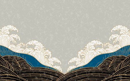 Wave and Ocean Illustration Backgroundのイラスト素材