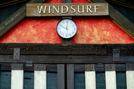 Windsurfing rent and sale office on the beachの写真素材
