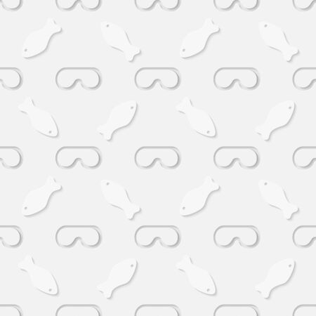 3d seamless pattern with sea ocean beach vacation fishing and diving symbolsのイラスト素材