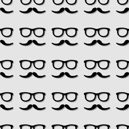 3d seamless pattern with hipster fashion symbols  sunglasses and mustache. のイラスト素材