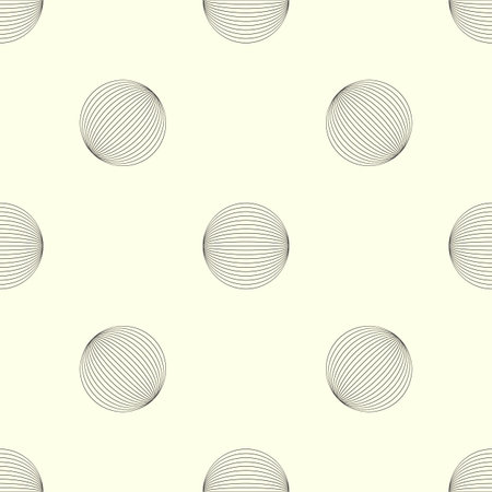 Vector seamless geometric pattern background for decoration wallpaper web page surface textures and print. Minimalistic black lines and circles beige backdrop.のイラスト素材