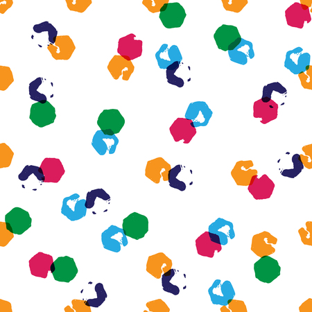 Hand made grunge color seamless pattern with hexaginal prints for decoration, wallpaper and print.のイラスト素材
