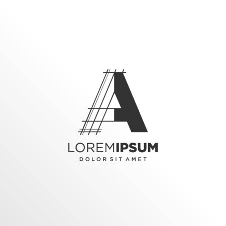 Letter A Logo Design with Architecture Elementのイラスト素材