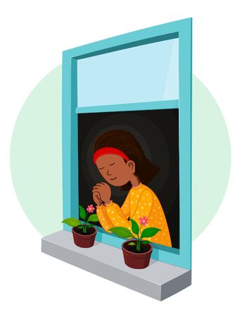 african girl prayingのイラスト素材