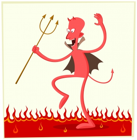 satan dancing happily above the fireのイラスト素材