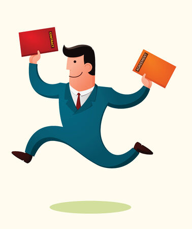 director jumping and smiling happily, after win the contract for new job or projectのイラスト素材