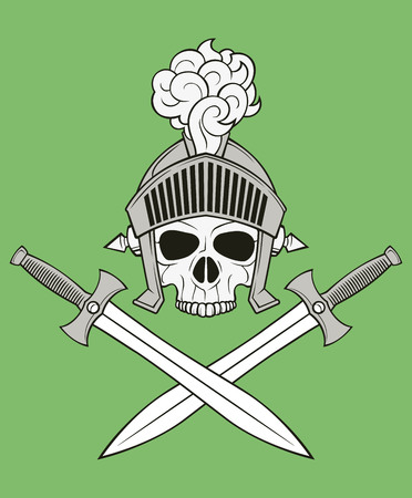 monochrome skull illustration, well organized, easy to rearrange and recolorのイラスト素材